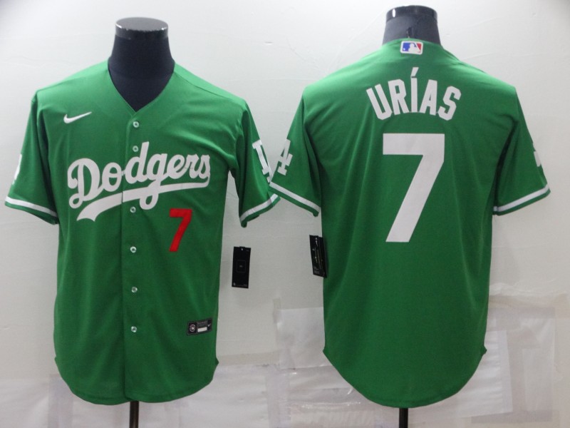 Men's Los Angeles Dodgers #7 Julio Urias Green Stitched Baseball Jersey Men's Los Angeles Dodgers #7 Julio Urias Green Stitched Baseball Jersey